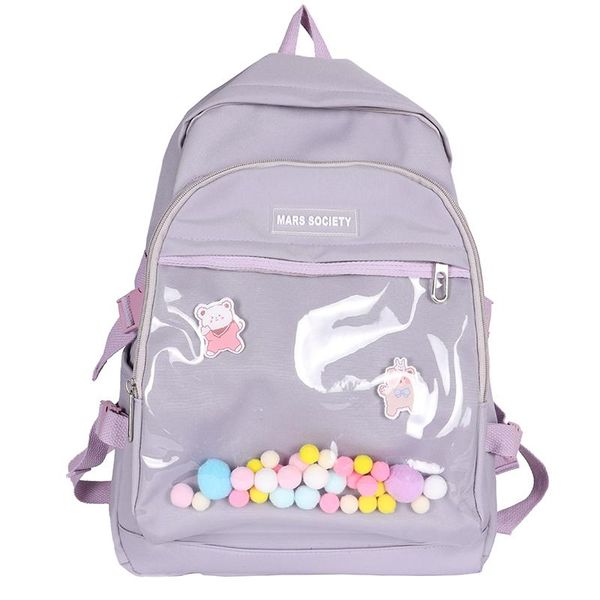

backpack korean multi-pocket waterproof nylon large capacity transparent women female student schoolbag travel bag