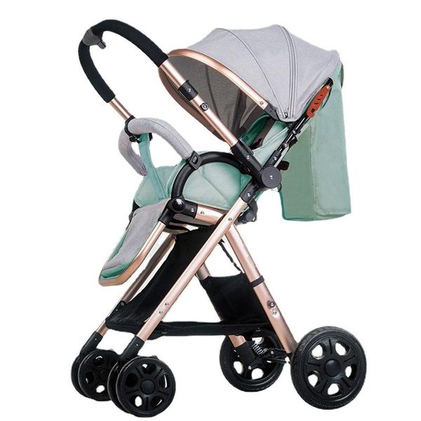 

strollers# light baby stroller four wheels convertible push handle aluminum alloy bown carriage can sit and recline car
