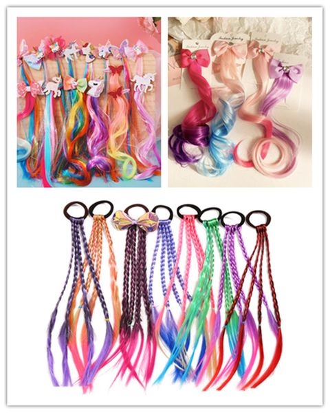 

ponytail hair ornament gradient color elatric hairband cute wig kids hairpins rubber bands diy braided fashion hairaccessories