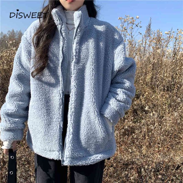 

pant turtleneck solid woman simple long-sleeved loose lamb wool women's winter warm slim retro jacket women, Black;white