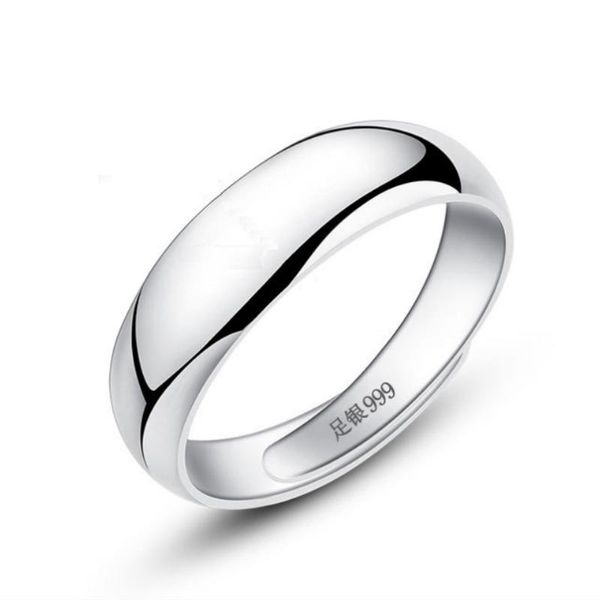

cluster rings 999 sterling silver open ring men women bright pure simple male, Golden;silver