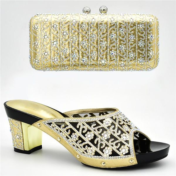 

dress shoes latest design italian and bags set decorated with rhinestone slip on women wedding pumps designer luxury 2021, Black