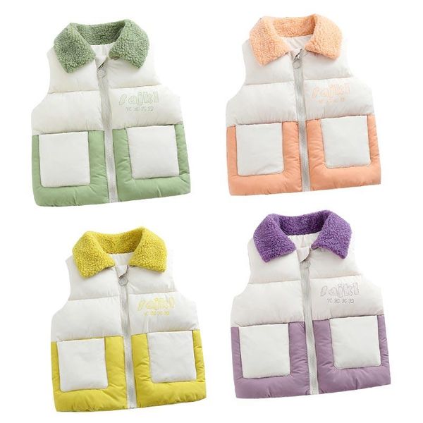 

baby girl casual lapel vest infant color matching padded outerwear kid letter coat autumn winter children clothing waistcoat, Camo