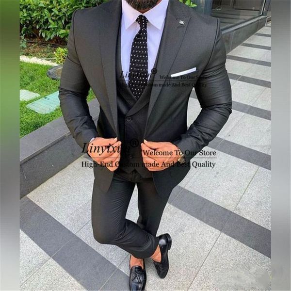 

men's suits & blazers black men suit for wedding formal business male blazer man slim fit groom tuxedo 3piece jacket vest pants set cos, White;black