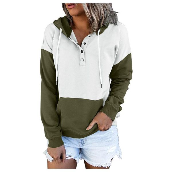 

women's hoodies & sweatshirts army green autumn and winter long sleeve loose kangaroo pocket women 2021 streetwear fleece splicing butt, Black