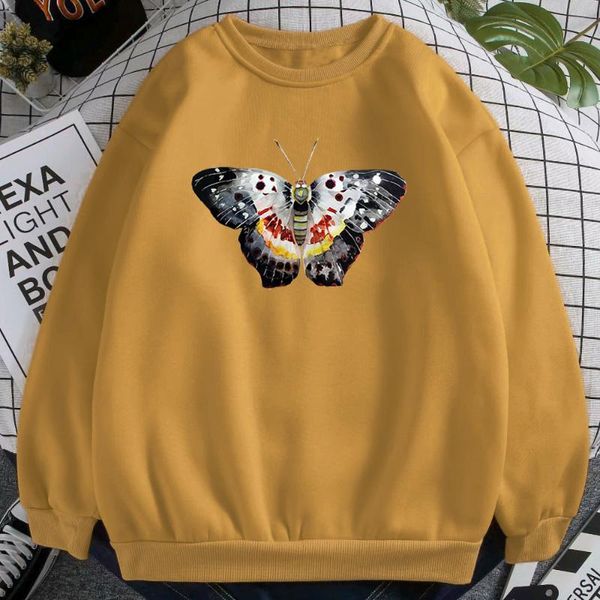 

color butterfly printing autumn women's sweatshirts loose plus size hoodies women hip hop fashion o-neck hoodie for girls &, Black