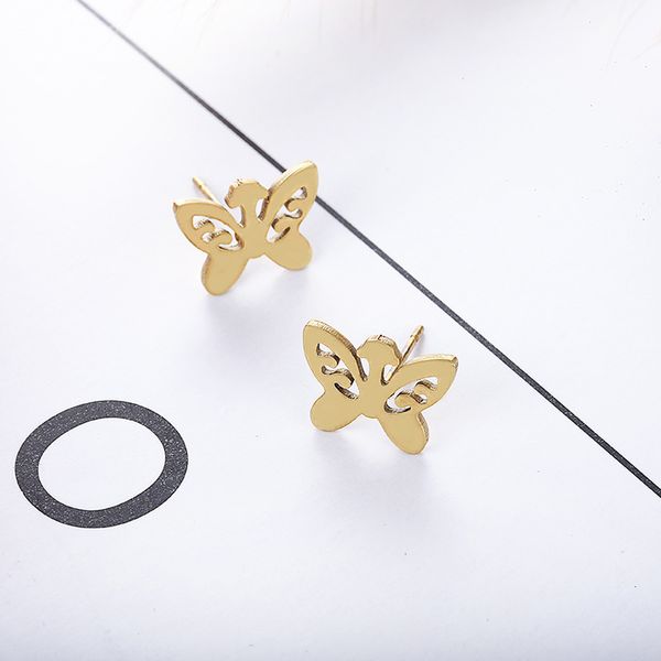 

studs earrings fashion personality simple cute mini versatile female insect butterfly, Golden;silver