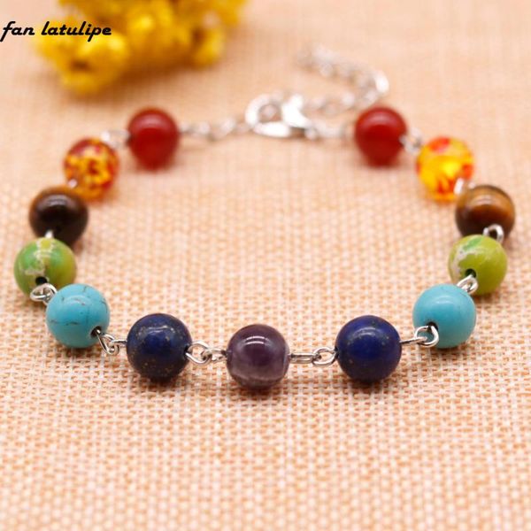 

beaded, strands 8mm natural stone bracelet black rainbow beaded buddha 7 chakra for women men matte onyx hologram yoga jewelry