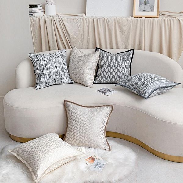 

cushion/decorative pillow high grade chenille jacquard thickened cushion cover blue silver stripe embroidered wrapped elegant sofa pillowcas