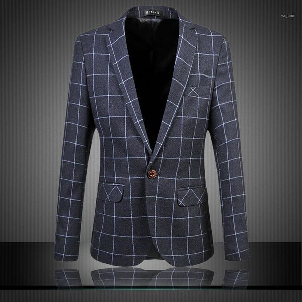 

men's suits & blazers m-6xl 2021 brand classic plaid business suit jacket men blazer slim fit elegant luxury england style mens wedding, White;black