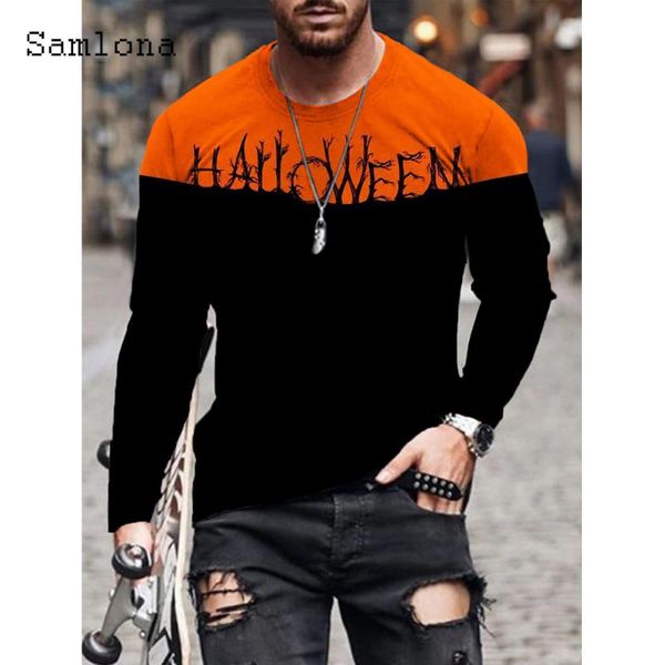 

men's t-shirts samlona men fashion t-shirt long sleeve 3d print streetwear plus size masculinas 2021 autumn casual pullovers mens tee s, White;black