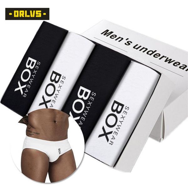 

underpants 4pcs/lot men briefs cotton underwear shorts panties breathable bikini gay man's wholesale -xxl, Black;white