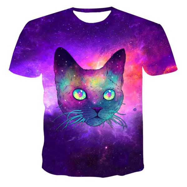 

summer men's 3d digital cat printed t-shirt casual short sve z0d3, White;black