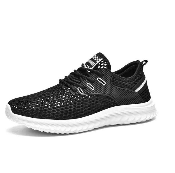 

aer1187 comfot sport shoes men lightweight runner mesh sneakers flame flying woven outdoor trainer -- zapatillas deportivas, Black