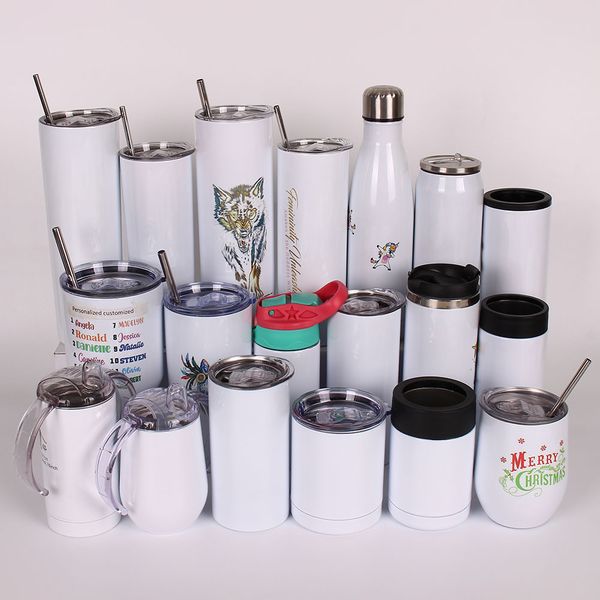 

10oz 12oz 15oz 20oz 30oz coffee mug blank sublimation heat transfer tumblers slim cup straight travel tumbler vacuum insulation coaster mat
