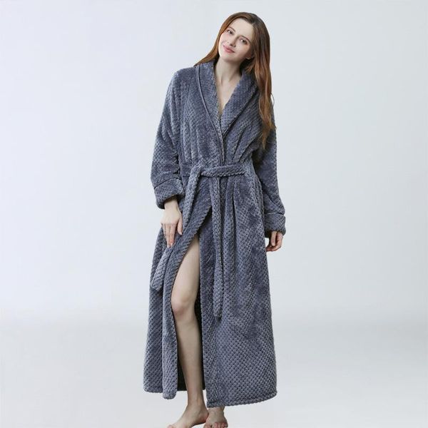 

fluffy robe women satin sleepwear autumn and winter bathrobes ladies waist flannel long thick bathrobe sleep wear women's, Black;red