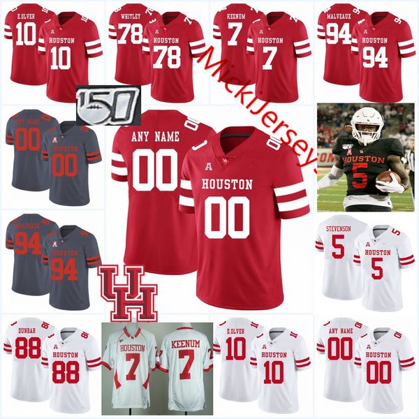 

custom uh houston cougars football jersey garfield lawrence alex hogan clayton tune gervarrius owens kesean carter chidozie nwankwo derek bo, Black