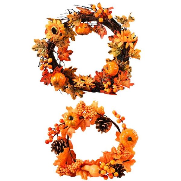 

35/40cm halloween autumn thanksgiving pumpkin wreath wall door window qx2e decorative flowers & wreaths