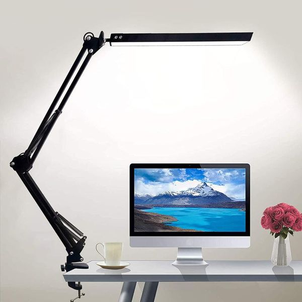 

table lamps led desk lamp with clamp 3 color reading eye-protect stepless architect's swivel arm office night light