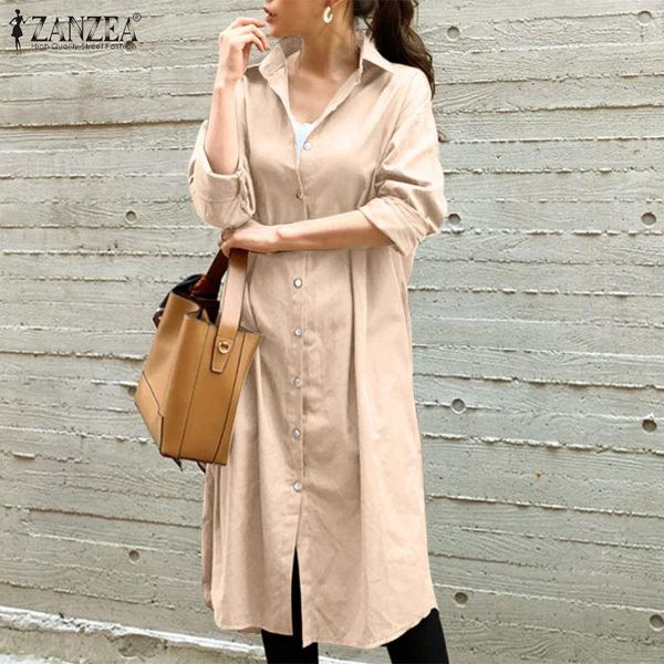

casual dresses female stylish autumn solid outwear vestido women vintage street kaftan robe long sleeve button shirt high waist, Black;gray