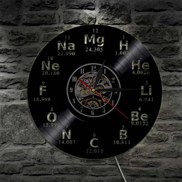

periodic wall clock record modern design laboratory classroom decoration 3d led night light clocks