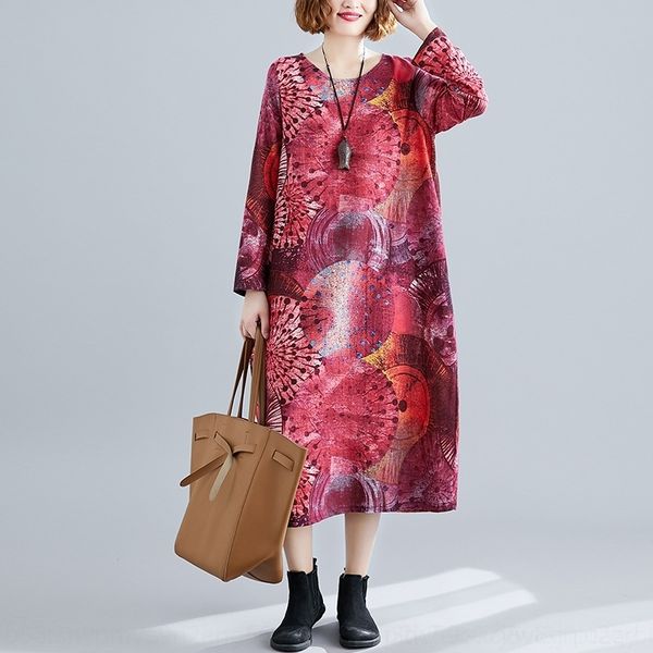 

ox9k 2021 spring ethnic print large slim loose plus size dresses medium length cotton hemp dressnational dressdress 2021 spring ethnic prin