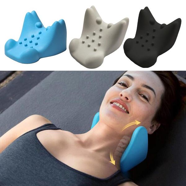 

pillow neck shoulder relaxer curve corrector for muscle relax blue