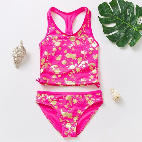 

3~14y girls swimsuit two pieces tankini set kids bikini swimming suit for kid beachwear-sw338 one-piece suits