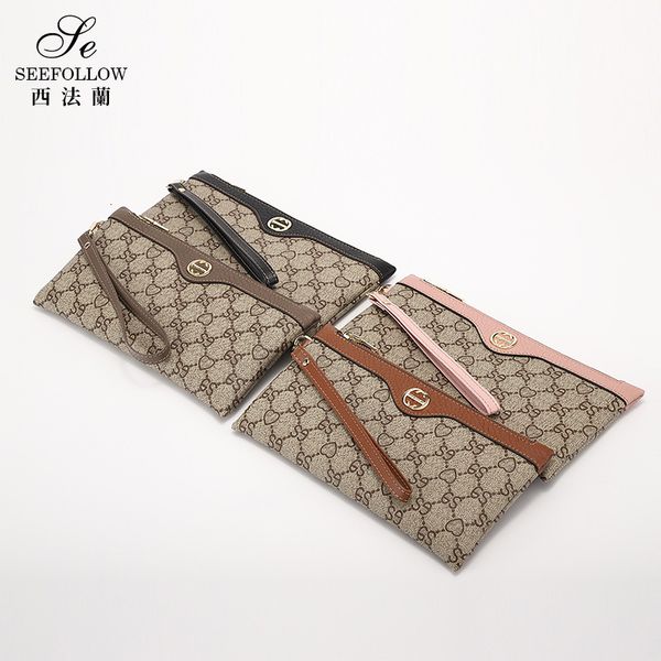 

wallet women's long hand bag zipper card mobile fashion, Red;black