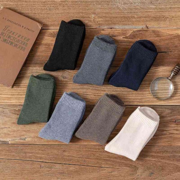 

men's socks terry thick 21 winter pure color thickened warm medium, Black
