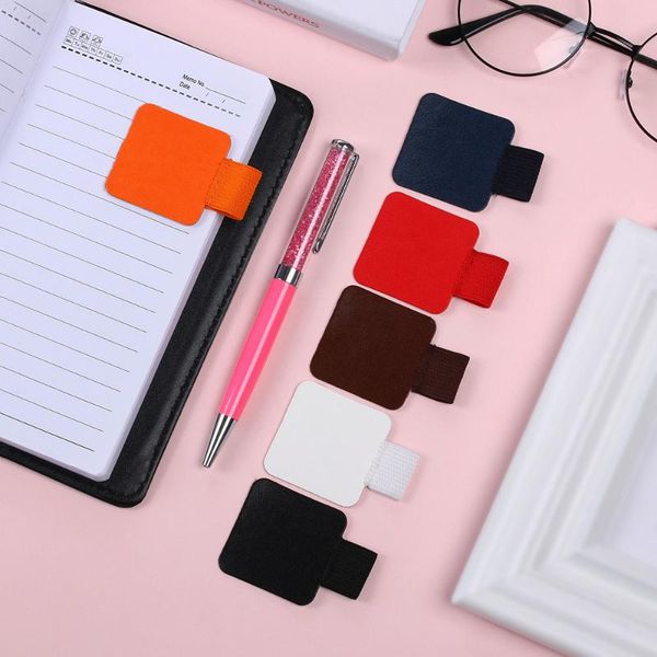 

refills 4pcs self-adhesive leather pen clip pencil elastic loop for notebooks journals clipboards holder, Black;red