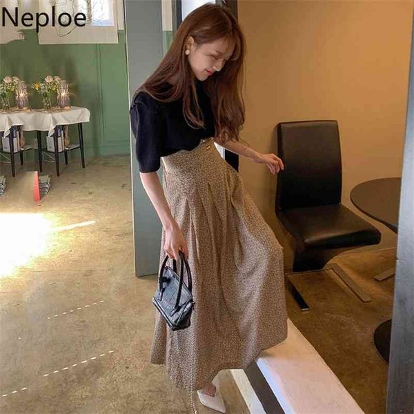 

neploe knitted t shirts women korean chic o neck puff sleeve female summer new fashion casual slim fit ladies tees 210320, White
