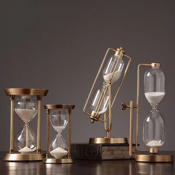 

decorative objects & figurines creative metal hourglass timer ornament brushing teeth 30 minutes 60 european study office soft decoration