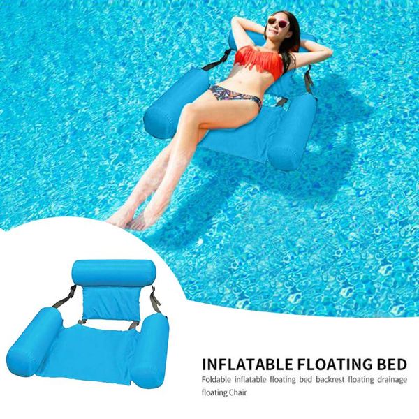 

inflatable floats & tubes summer folding floating row swimming pool water hammock air mattresses bed beach sports lounger chair mat 2021
