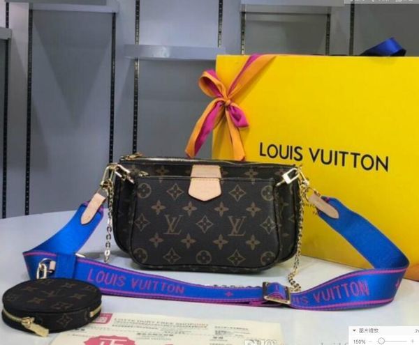 

1-3 gglvlouisvittonysldesigner multi pochette accessoires women wallet genuine leather crossbody bag handbags, Red;black