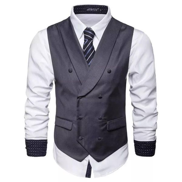 

men's vests mens suit formal blazer casual double breasted men waistcoat male vest business, Black;white