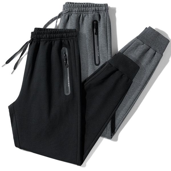 

men's pants sports fo man casual trousers knitted pure cotton loose sweat mens running, Black