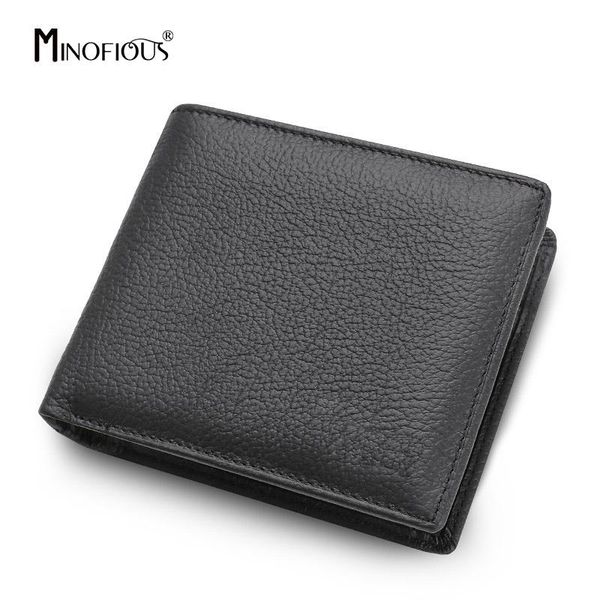 

wallets minofious brand wallet men genuine leather solid multifunction purse short coin for man vintage real, Red;black