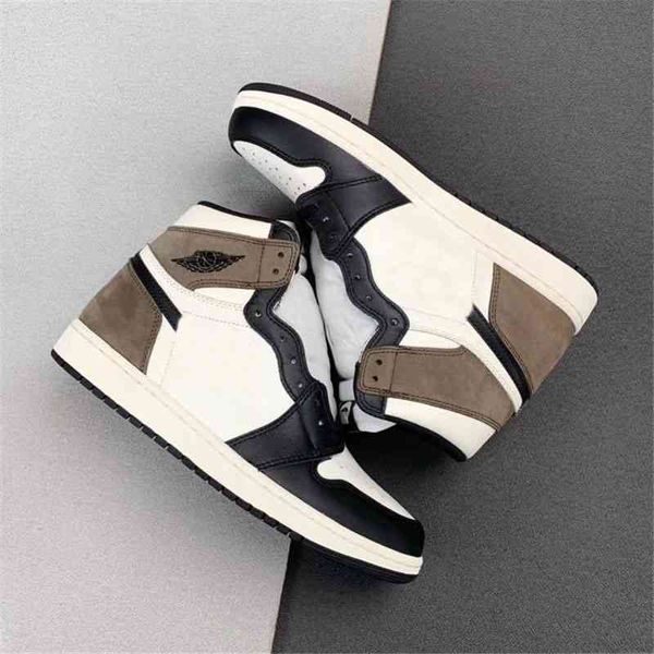 

authentic 1 dark mocha sail black man woman basketball shoes 555088-105 sneakers