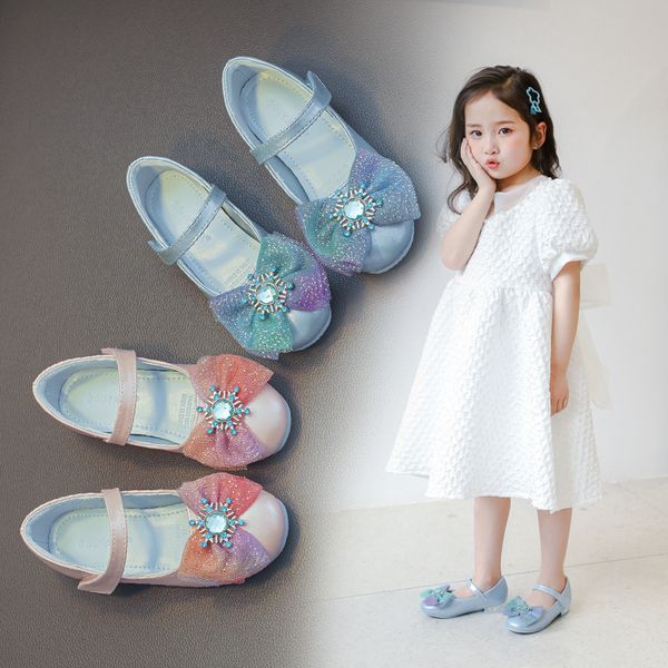 

70% off factory online princess aisha shoes 2021 new girls' spring and autumn leather soft soled little children's crystal single, Black