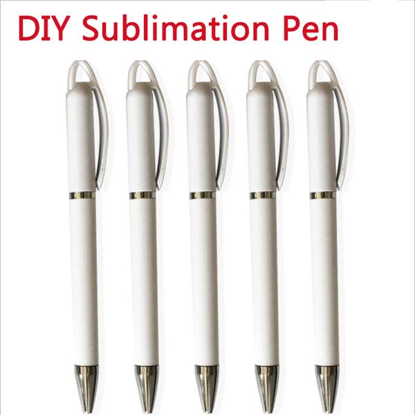 Sublimação em branco caneta esferográfica branca DIY publicidade negócio transferência de calor impressão gel caneta