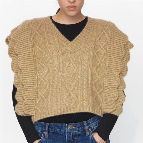 

women's vests blsqr casual solid color knitted vest sweater v-neck sleeveless pullover 2021 autumn wave lace waistcoat, Black;white