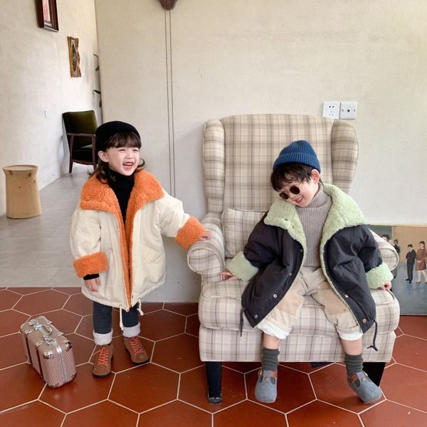 

girls coat plus velvet warm double sided coat winter wear childrens clothing baby boys and girls cotton padded coat long jacket, Camo