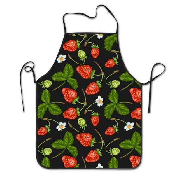 

women and men seamed apron extra long ties red strawberry durable aprons for kitchen, cooking, drawing outdoors, dinner