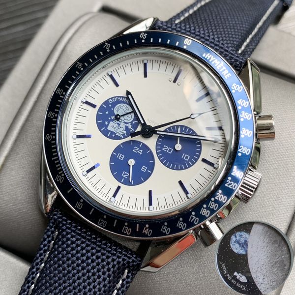 

mens watches automatic machine fashion and luxury 42mm snoopy series blue belt, Slivery;brown