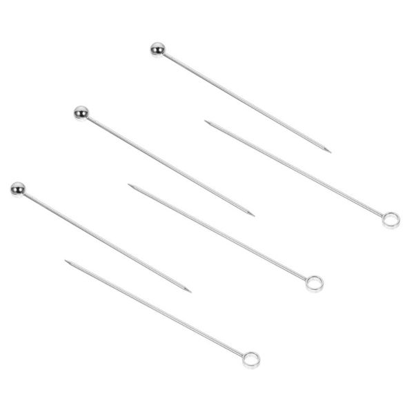 

forks 6pcs stainless steel cocktail picks fruit cake dessert sticks (silver)
