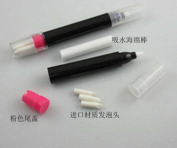 

storage bottles & jars 4ml black round nail polish remover pen with 3pcs replacement tips, empty plastic press pen, diy tool sn392