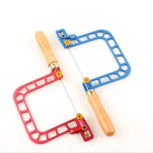 

hand tools coping saw steel frame cutting multifunctional tool for wood stone metal, blue and red, 3 in / 4