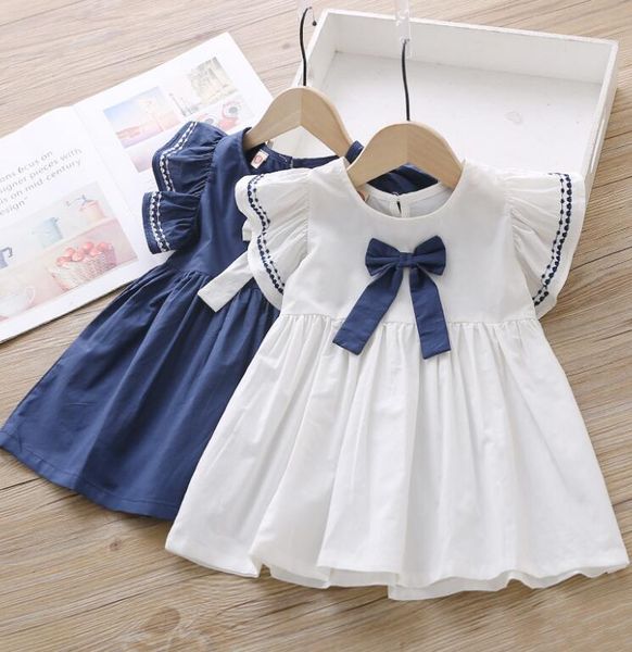 Vestidos da menina carta f f crianças curvar vestidos bonitos elegantes saia de manga curta saia de bebê roupas de laço vestido de princesa