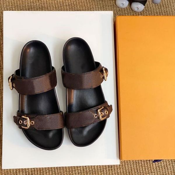 

classic sandals women summer slippers luxury womens beach cartoon big head slipper designer leather flat woman l bath slides belt, Black